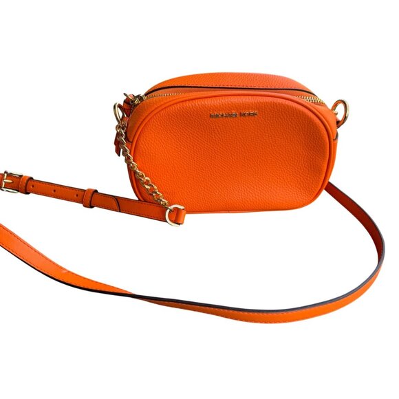 Michael Kors Orange Leather Crossbody Bag With Chain Strap - Picture 2 of 9